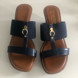 Women’s Italian Shoemakers Navy Wedge Sandal. Like New! Worn once. Size 9